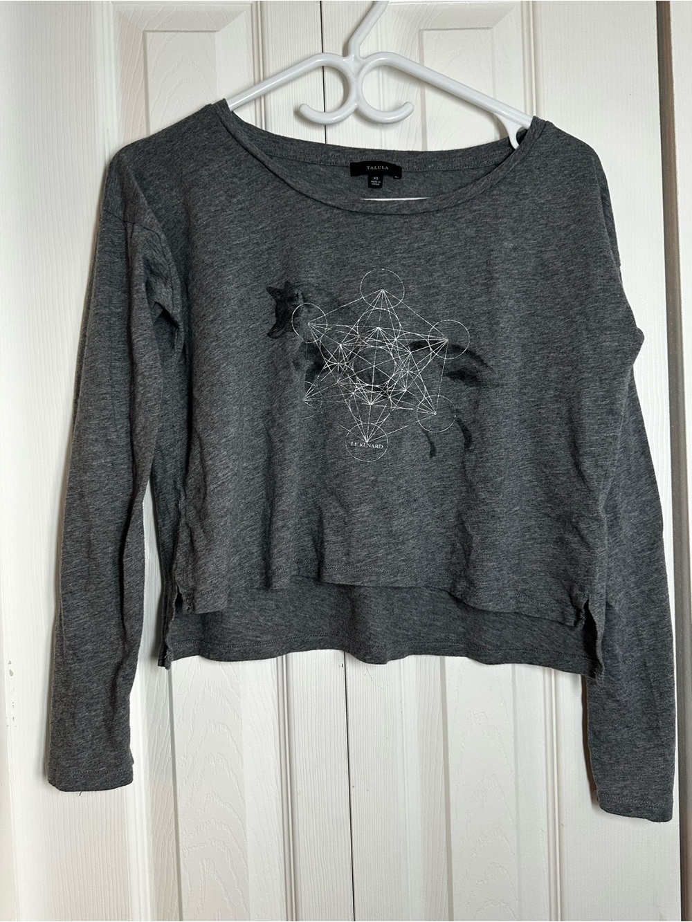 Talula Charcoal Gray Graphic Long-Sleeve Crop Top #59